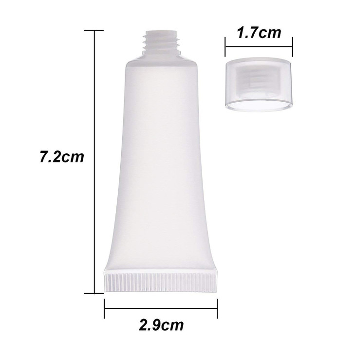 Mose Cafolo ~ 100pcs 10ml (0.34oz) Empty Cosmetic Tubes Toiletry Lotion Bottle with Screw Cover. Smooth, Polish White Plastic with Free Syringe as Gi