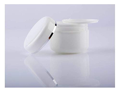 ASTRQLE Empty White Silver Edge Portable Refillable Plastic Cosmetic Makeup Face Cream Jar Sample Container Bottle Pot (100ml(3.4oz)-6PCS)