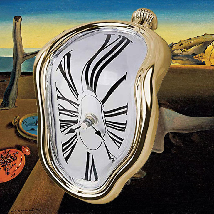 FAREVER Melting Clock, Salvador Dali Watch Melted Clock for Decorative Home Office Shelf Desk Table Funny Creative Gift, Rome Gold