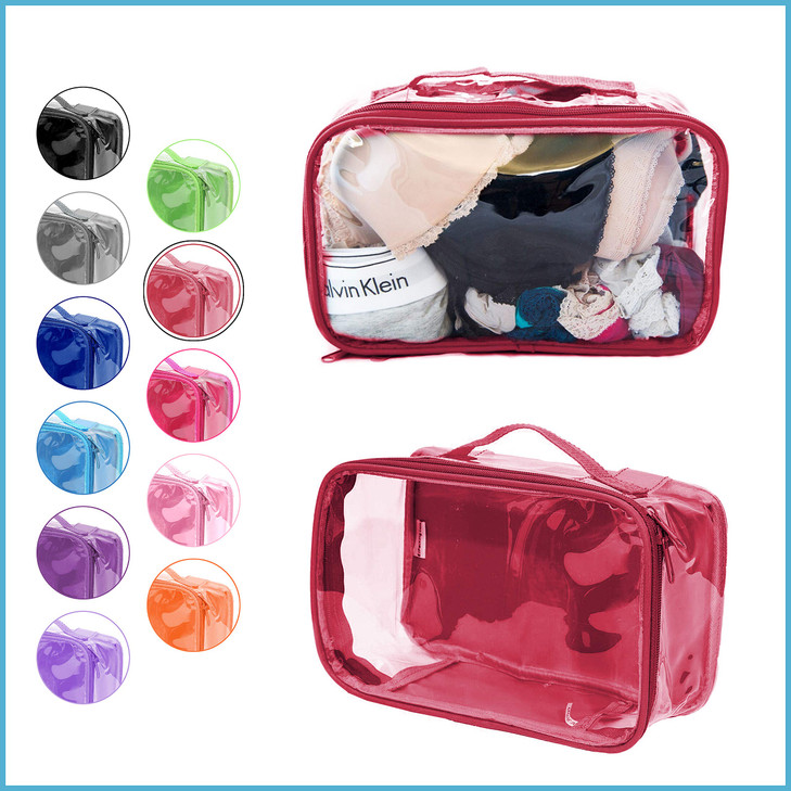 Small Clear Travel Packing Cube/See Through PVC Plastic Pouch for Carry On Suitcase, Backpack or Diaper Bag/Transparent Multipurpose Accessories, Mak