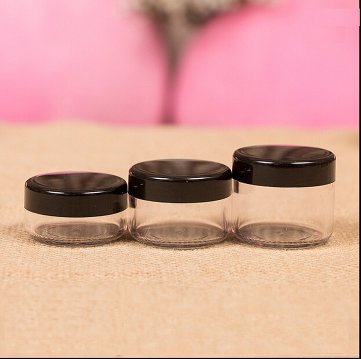 yueton 6Pcs Empty Clear Boday Black Top Lid Plastic Sample Containers 10/15/20Gram Size Cosmetic Containers Pot Jars Eyshadow Container Lot