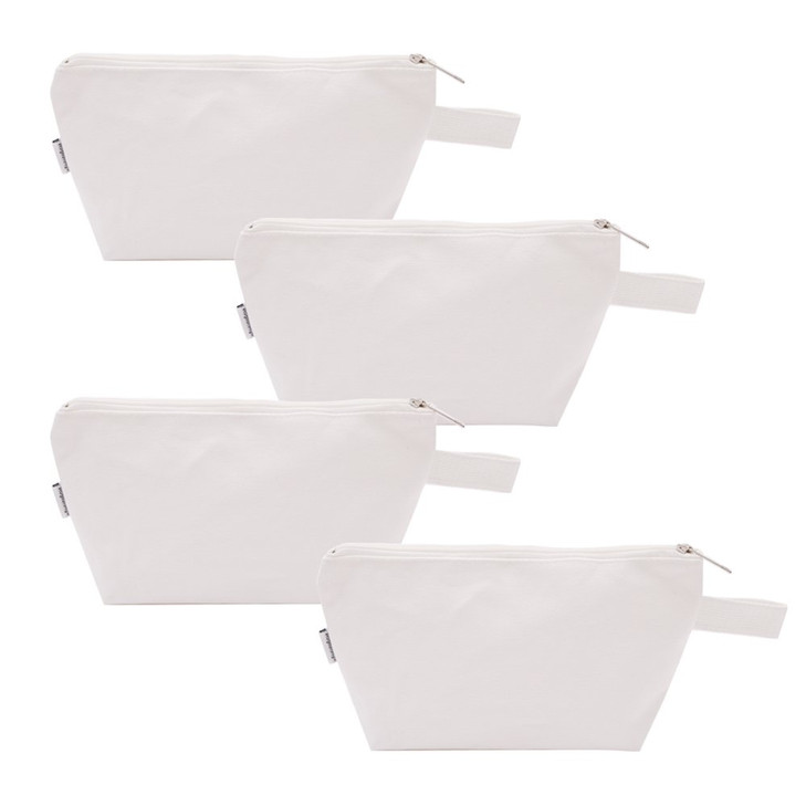 Augbunny 100% Cotton 16oz Heavy Duty Multi-purpose Canvas Zipper Cosmetics Makeup Travel Toiletry Organizing Pouch 4-pack