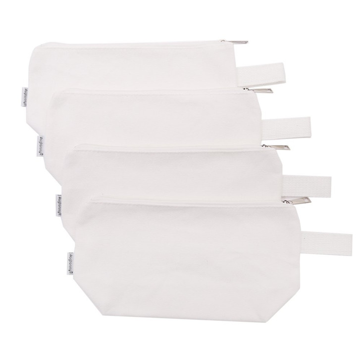 Augbunny 100% Cotton 16oz Heavy Duty Multi-purpose Canvas Zipper Cosmetics Makeup Travel Toiletry Organizing Pouch 4-pack