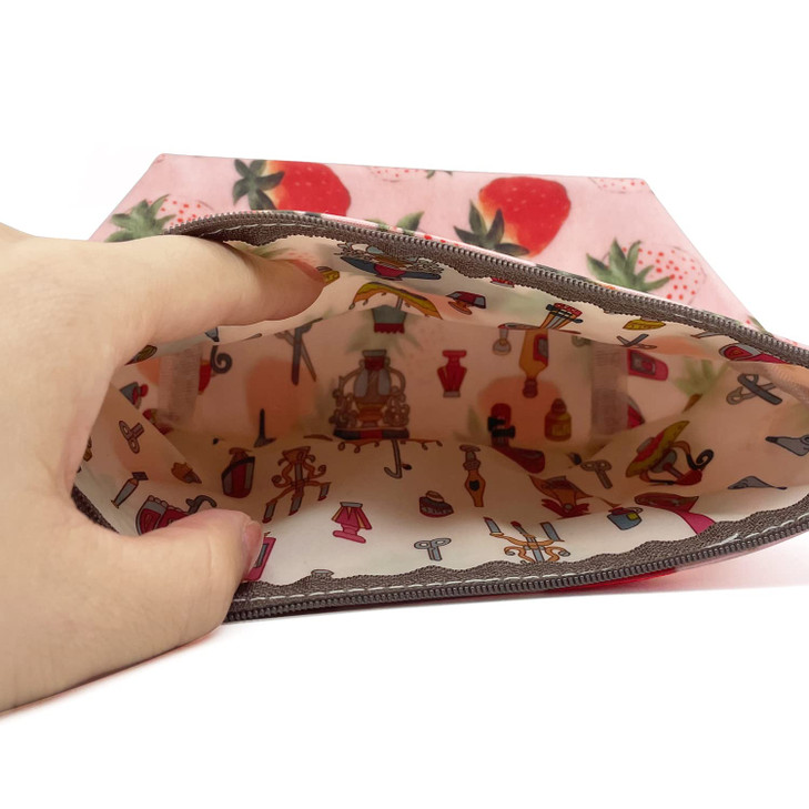 Hunger Pink Strawberry Print Make-Up Cosmetic Bag Carry Case, 14 Patterns (P1141707)