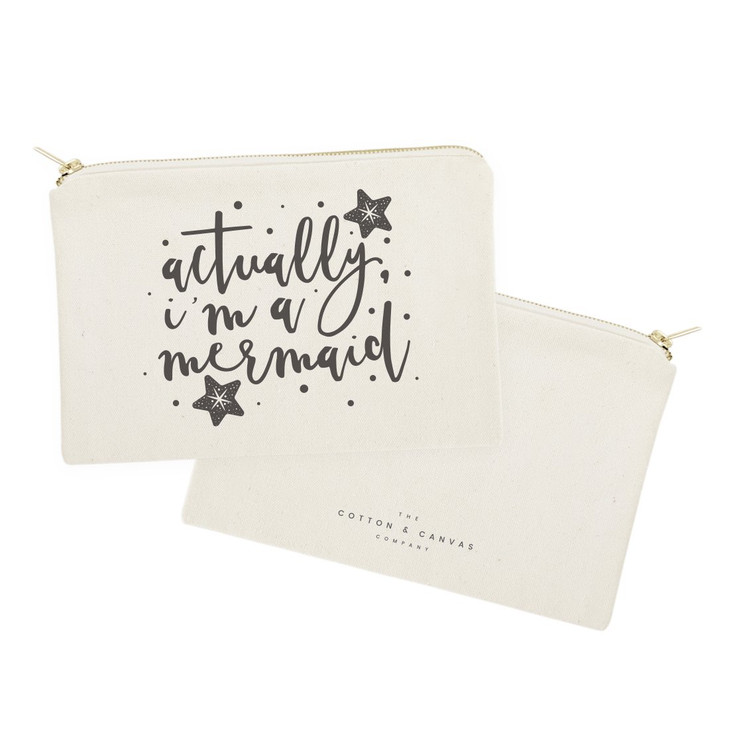 The Cotton & Canvas Co. Actually, I'm a Mermaid Beach Cosmetic Bag and Travel Make Up Pouch