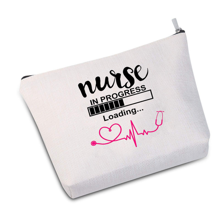 JXGZSO Nurse Bag Nurse Gift Nursing S Nurse Student Gift Nurse in Progress Student Make Up Bag Cosmetic Bag Gift for Nurse (Nurse in Progress white)