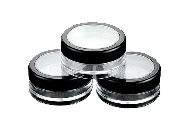 6 Pcs 10g 10ml Empty Plastic Clear Makeup Jar Cosmetic Cream Face Powder Blusher Foundation Container Pots With Sifter And Black Rimmed Lid