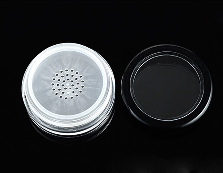 6 Pcs 10g 10ml Empty Plastic Clear Makeup Jar Cosmetic Cream Face Powder Blusher Foundation Container Pots With Sifter And Black Rimmed Lid