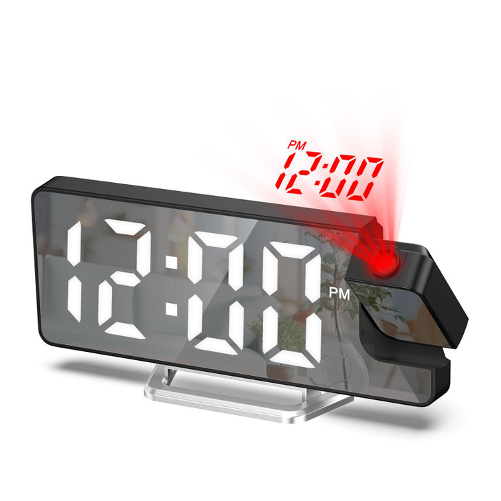 ORIA Projection Alarm Clock, 7.9'' Digital Alarm Clock with 180° Rotatable Projector, LED Alarm Clock with Temperature, 4-Level Dimmer, 12/24H, Snooz