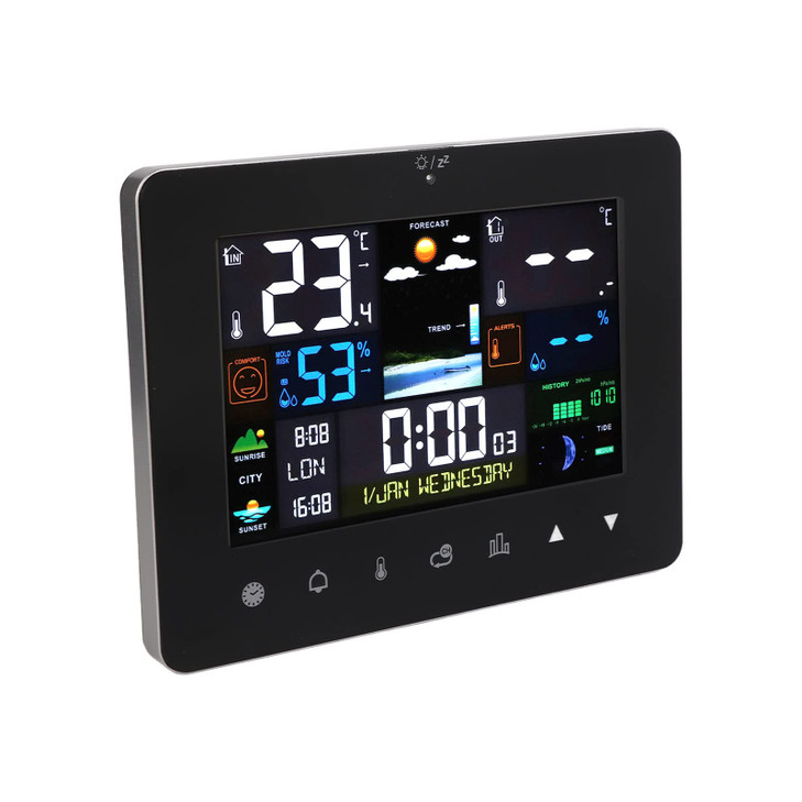 Gavigain Weather Clock,Weather Station Wireless Indoor Outdoor Thermometer, Color Display Digital Weather Thermometer with Atomic Clock, Forecast Sta