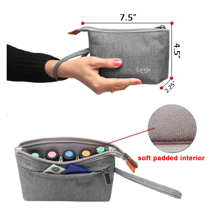 LUXJA Essential Oil Carrying Bag - Holds 8 Bottles (5ml-15ml, Also Fits for Roller Bottles), Portable Organizer for Essential Oil and Small Accessori