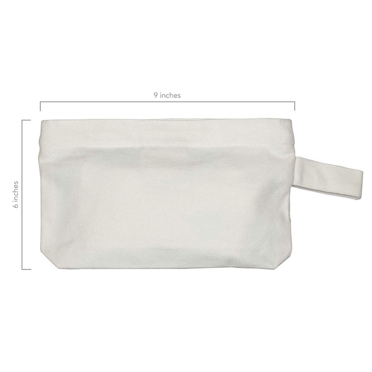 Organic Cotton Canvas Zipper Pouch - Heavy Duty Canvas Tool Pouch - Sturdy Canvas Coin Bag - White Makeup, Cosmetic, Toiletries, Stationery, Pencils,