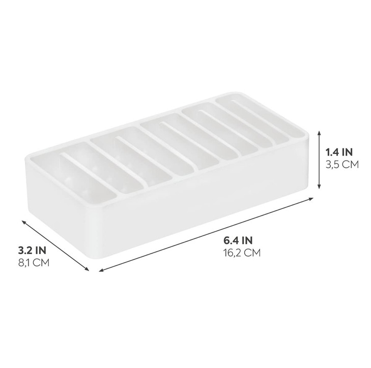 iDesign The Sarah Tanno Collection Silicone Cosmetic and Makeup Brush Holder with Multi-Sized Slots, White