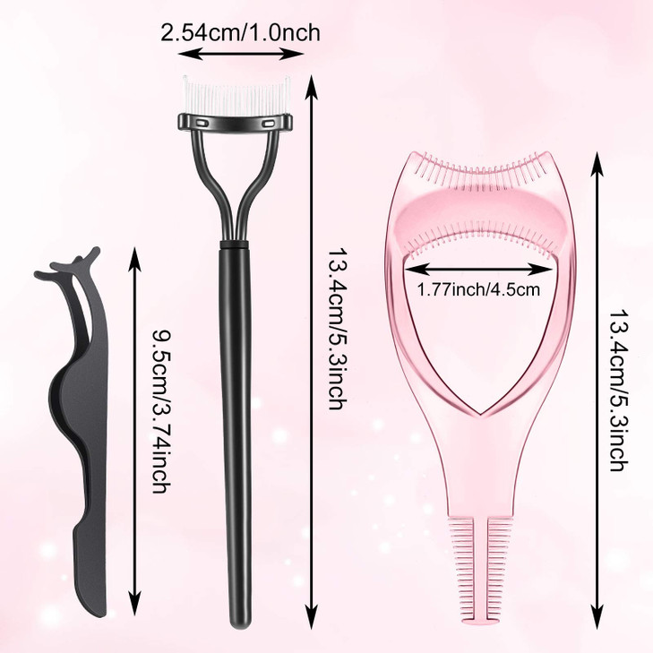 Patelai 7 Pcs Eyelash Makeup Tool 3 in 1Mascara Shield Guard Mascara Shield Applicator Guard Lash Separator Eyelash Comb Extension Tweezers for Women