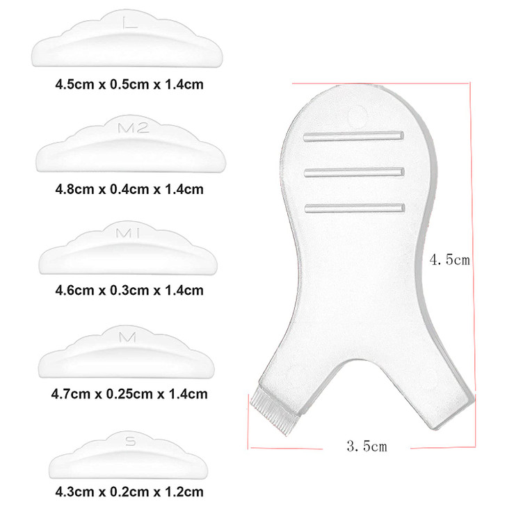 44 Piece Lash Lift Rods,Silicone Eyelash Perming Curler Makeup Tools,5 Sizes S/M/M1/M2/L,Reusable Lash Lifting Pads (Transparent)