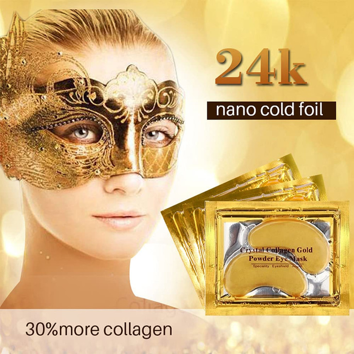 KlsyChry 24k Gold Under Eye Patches, Crystal Collagen Eye Mask Gel Pads, Gold Eye Masks for Dark Circles and Puffiness, Reduces Wrinkles, Refreshes Y