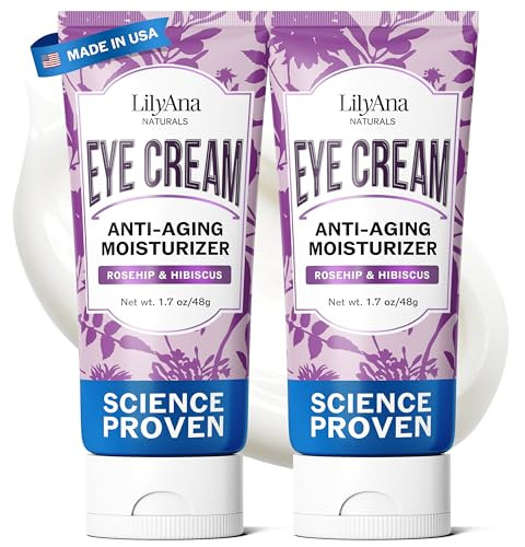 LilyAna Naturals Eye Cream for Dark Circles and Puffiness, Under Eye Cream for Wrinkles and Bags, Anti Aging helps Improve Dryness; for Sensitive Ski