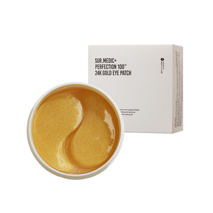 SUR.MEDIC+ SURMEDIC Perfection 24K Gold Eye patches (60 Pairs), Gel Under Eye Pad for Puffy Eyes and Dark Circles with Caffeine, Undereye Bags, Korea