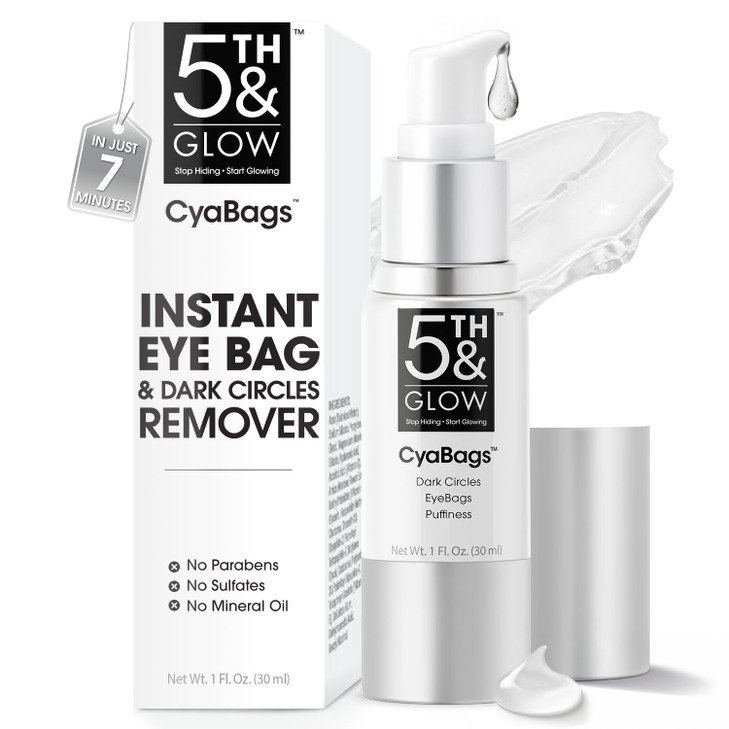 5th & Glow Cyabags - Instant Puffy Eyes Reduction & Under Eye Bag Remover Serum For Women - Hyaluronic Acid & Vitamin C Cream for Fine Lines, Wrinkle