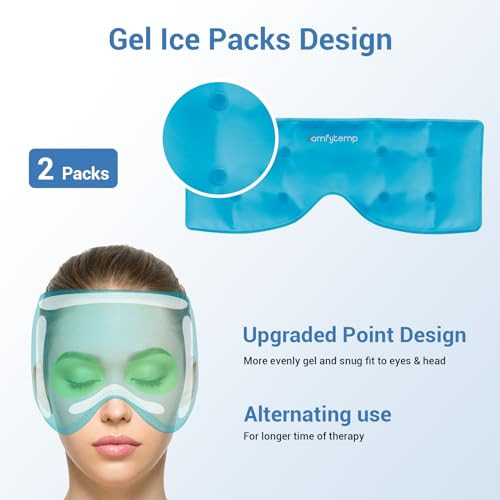 Comfytemp Cooling Eye Mask, 2PCS, FSA Eligible HSA, Reusable Gel Ice Cold Sleeping Mask for Puffiness, Hot Cold Pack Wrap for Puffy Eyes, Dark Circle