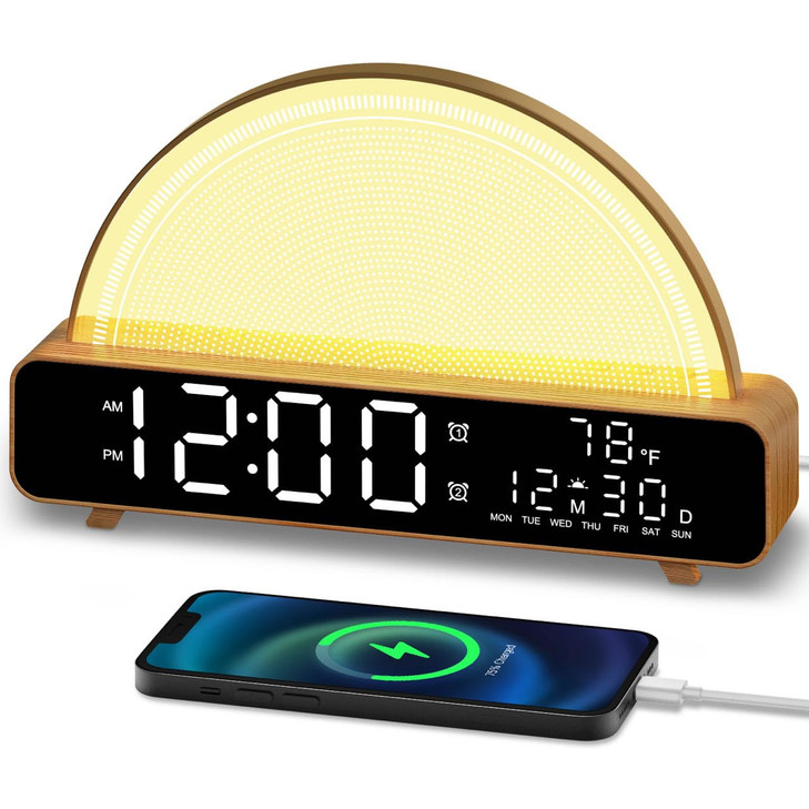 HAODINGMAI Sunrise Alarm Clock Wake Up Light with Sunrise Simulation White Noise Machine Touch Control Bedside Lamps Colors Atmosphere Lamp 30/60/90