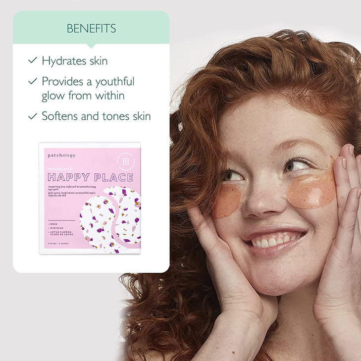 Patchology Happy Place Under Eye Patches - Overnight Anti-Aging Masks for Dark Circles, Puffy & Eye Bags, & Wrinkles - Brightening & Depuffing Skin C