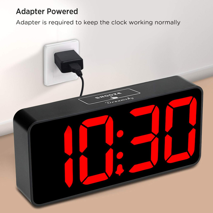DreamSky Large Digital Alarm Clock Big Numbers for Seniors & Visually Impaired, 9 Inches Electric Clocks for Bedroom, Jumbo Display Fully Dimmable Br