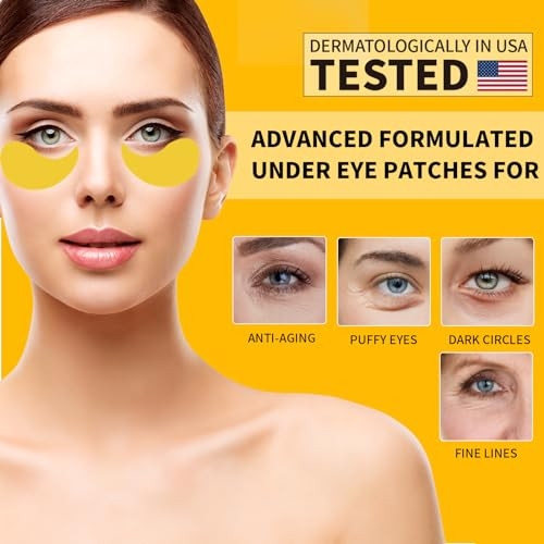 Under Eye Patches For Puffy Eyes 70PCS, 24K Gold Eye Mask For Dark Circles and Puffiness, Under Eye Mask Patches Skincare, Eye Gel Pads, Eye Patches