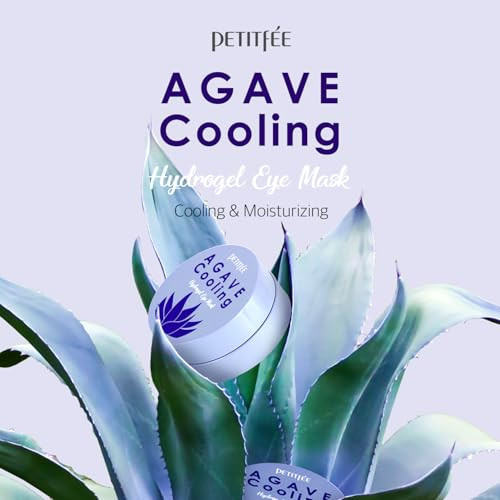 Petitfee Agave Cooling Hydrogel Eye Mask 60ea (30pairs) - Quick Calming Eye Patches with Blue Energy Complex, Agave, Blueberry, Eggplant, Caffeine Ex
