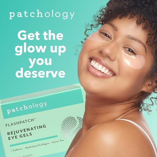Patchology Rejuvenating Under Eye Gels - Hydrating Eye Mask w/Caffeine, Hydrolyzed Collagen & Centella Asiatica- Under Eye Patches For Dark Circles -