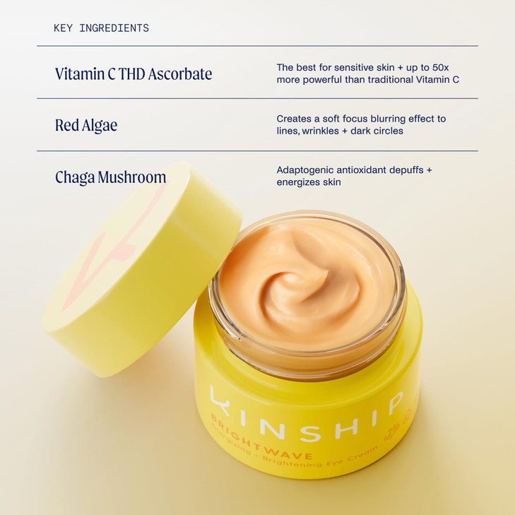 Kinship Brightwave Vitamin C Under Eye Brightener Cream for Sensitive Skin | Dark Circles Under Eye Treatment | Diminishes Fine Lines | Hydrating Eye