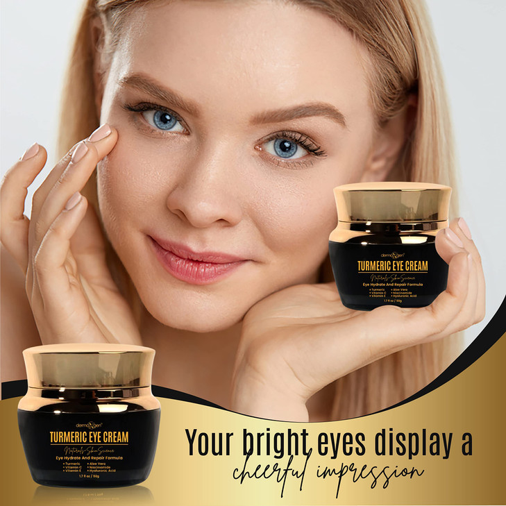 Dermaxgen Vitamin C + Turmeric Eye Cream for Dark Circles & Puffiness - Hydrating & Moisturizing Under Eye Cream for Fine Lines & Bags - Reduce Dark