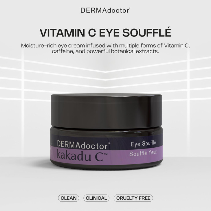 DERMAdoctor Vitamin C Eye Cream with Vitamin E  Caffeine Under Eye Cream for Dark Circles, Puffiness, Bags, Eye Fatigue, Wrinkles & Dehydration, Ant