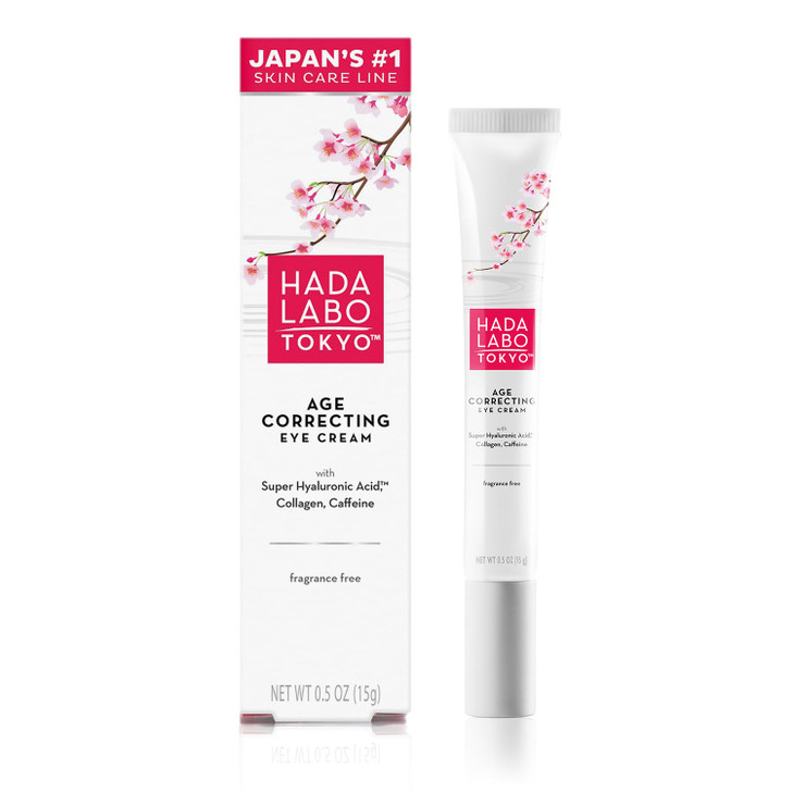 Hada Labo Tokyo Age Correcting Eye Cream, Anti-Aging Super Hyaluronic Acid, Collagen & Caffeine Reduce Wrinkles, Dark Circles & Under Eye Puffiness,