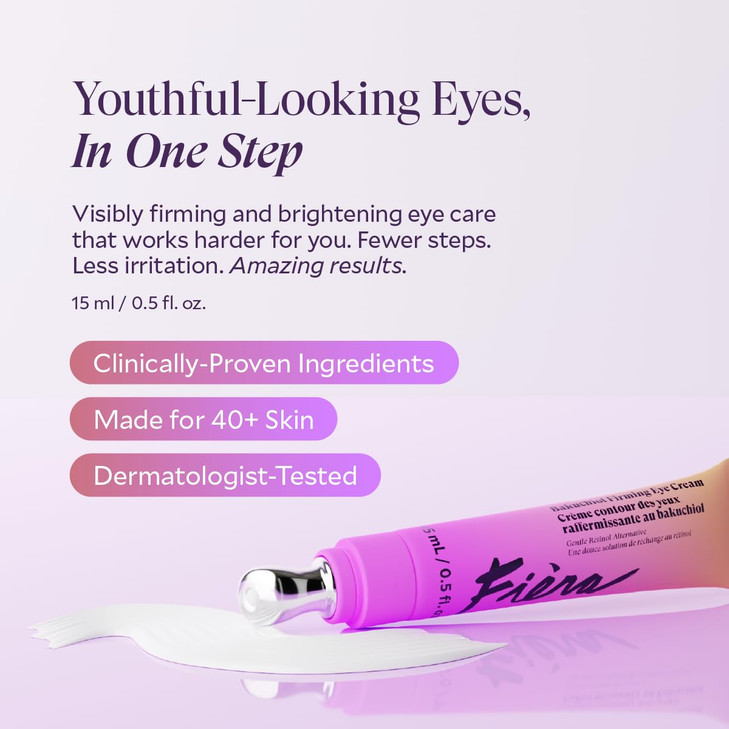 FIÈRA Bakuchiol Firming Eye Cream - Designed Specifically For Mature Skin - Targets Wrinkles, Anti-Aging, Dark Spots, and Fine Lines - Hydrating and