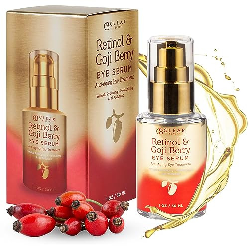 Clear Beauty Retinol & Goji Berry Under Eye Serum - Dermatologist Tested, Diminishes Fine Lines, Wrinkles, Eye Bags & Dark Circles , Clean Beauty, Cr