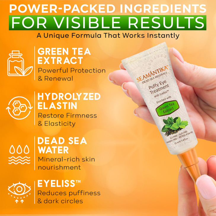 Puffy Eye Treatment Instant results  Naturally Eliminate Wrinkles, Puffiness, Dark Circle and Bags in Minutes  Hydrating Eye Cream w/ Green Tea Ext