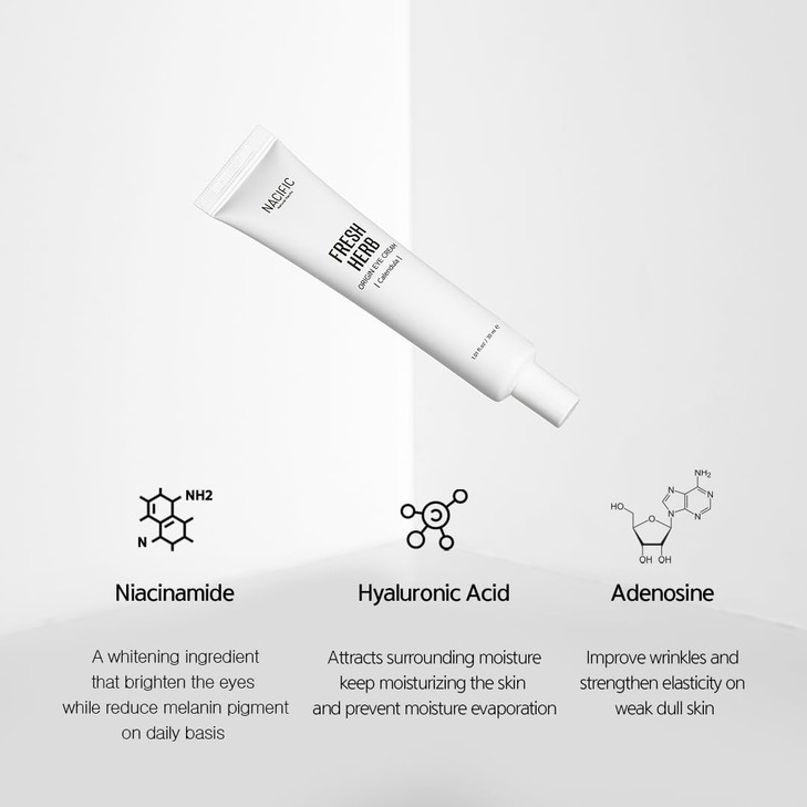 NACIFIC Fresh Herb Origin Eye Cream 1.01fl.oz 30ml for Wrinkles, Dark Circles & Puffiness  Hypoallergenic Korean Skincare with Niacinamide  Moistur