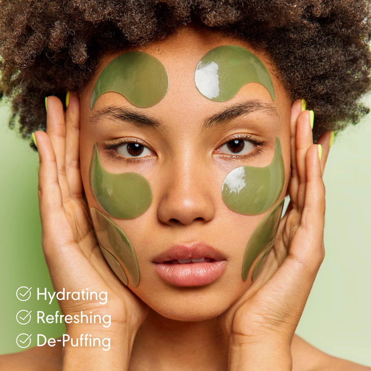 Under Eye Patches for Puffy Eyes and Dark Circles & Eye Bags with Green Tea Matcha & Aloe - Natural Skincare Hydrating Eye Masks with Hyaluronic Acid