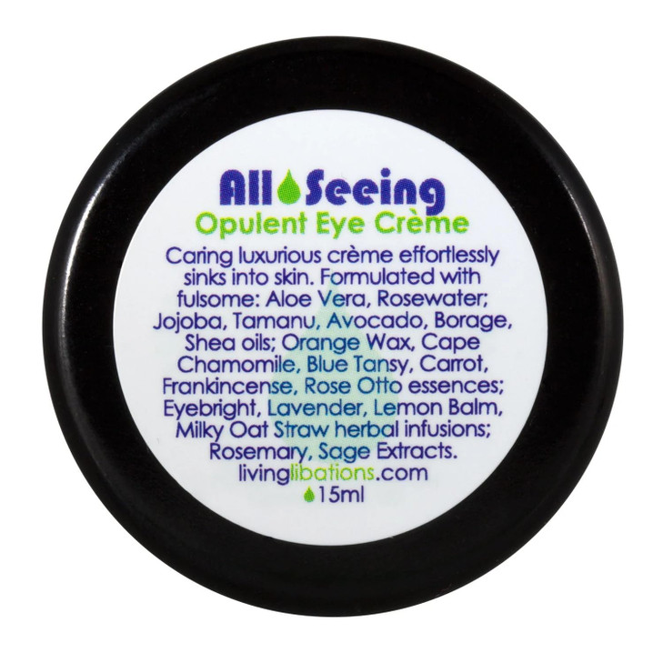 LIVING LIBATIONS - Organic All Seeing Opulent Eye Crème | Natural, Wildcrafted, Vegan Clean Beauty (0.5 fl oz | 15 mL)