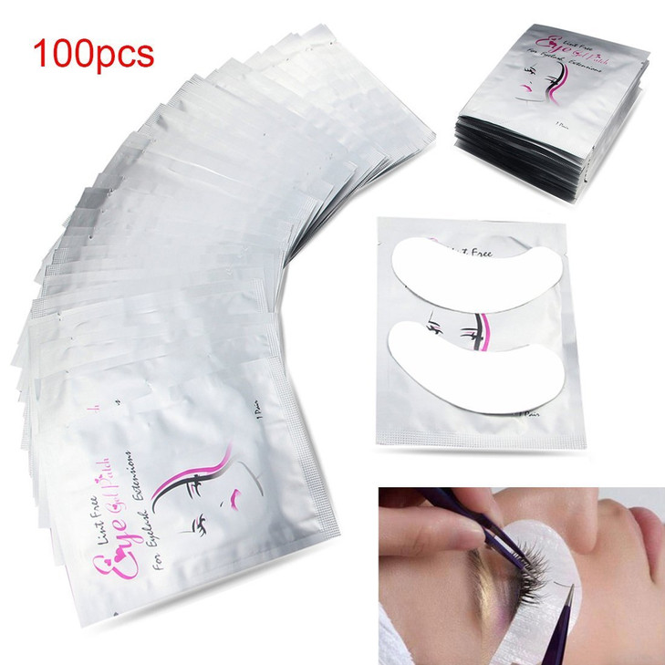 COOSKIN 100 Pairs Eye Gel Patches, Lint Free Eye Gel pads for Eyelash Extension,Eye Mask Beauty Tool (Girl)