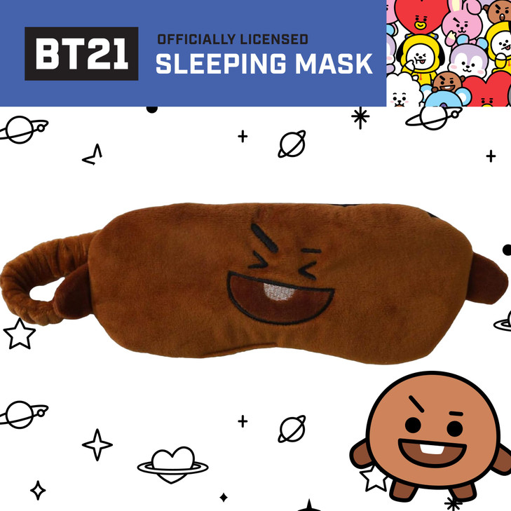 BT21 LINE FRIENDS SHOOKY Sleep Mask, Eye Cover Blindfold for Sleeping, Brown, One Size