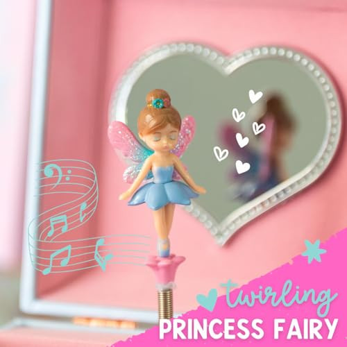 Giggle & Honey Musical Fairy Jewelry Box for Girls - Kids Music Box with Spinning Fairy and Mirror, Princess Gifts for Little Girls, Jewelry Boxes, C
