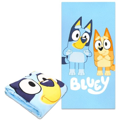Disney Bluey Towel Set for Kids - Bundle with 27x54 Bluey Towel, Stickers and More (Bluey and Bingo Pool and Bathroom Set)