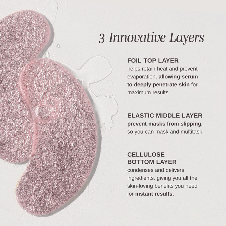 Wander Beauty Baggage Claim - Rose Gold Foil Under Eye Patches For Dark Circles and Puffiness - Under Eye Mask Depuffs & Firms - Brightening Eye Mask