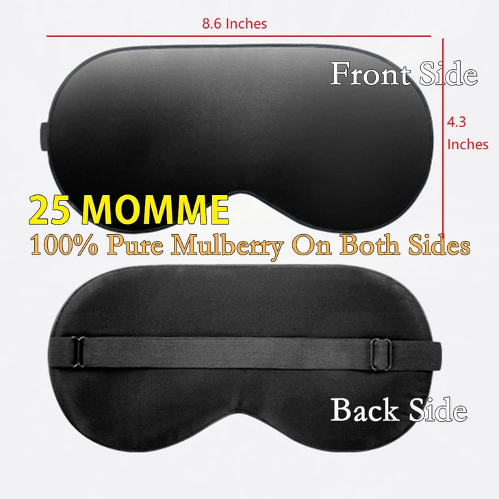 MAXFEEL 25 Momme 100% Mulberry Silk Sleep Mask For Men Women,Super Smooth Eye Cover for Sleeping With Adjustable Strap,Eye Shade Blindfold, Blocks Li