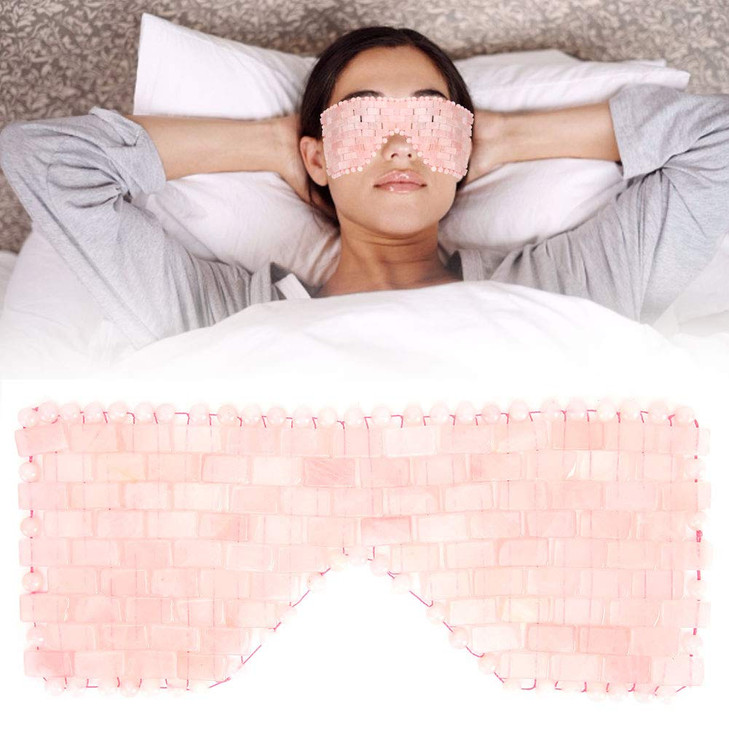 Jade Eye Mask,Jade Stone Cooling Mask,Jade Stones Anti-Aging Cooling Sleeping Eye Mask,Cold Eye Massager Eye Covers for Relief Eye Fatigue(Rose Quart
