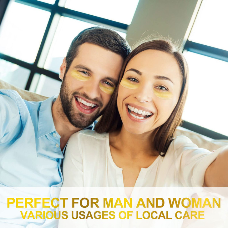 Fivewan 24k Gold Under Eye Patches - 60 Pcs Eye Mask Pure Gold Anti-Aging Collagen Hyaluronic Acid Under Eye Mask for Removing Dark Circles, Puffines