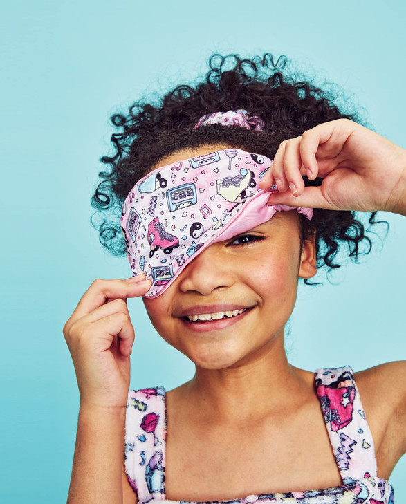 iscream Silky Satin, Fully Lined Sleep Mask and Matching Scrunchy Set - Let's Roll