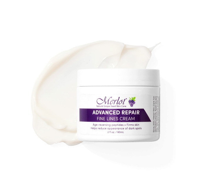 Merlot Fine Lines Eye Cream Advanced Repair with shea butter anti wrinkle peptides dark spot reducing moisture recovery for all skin types